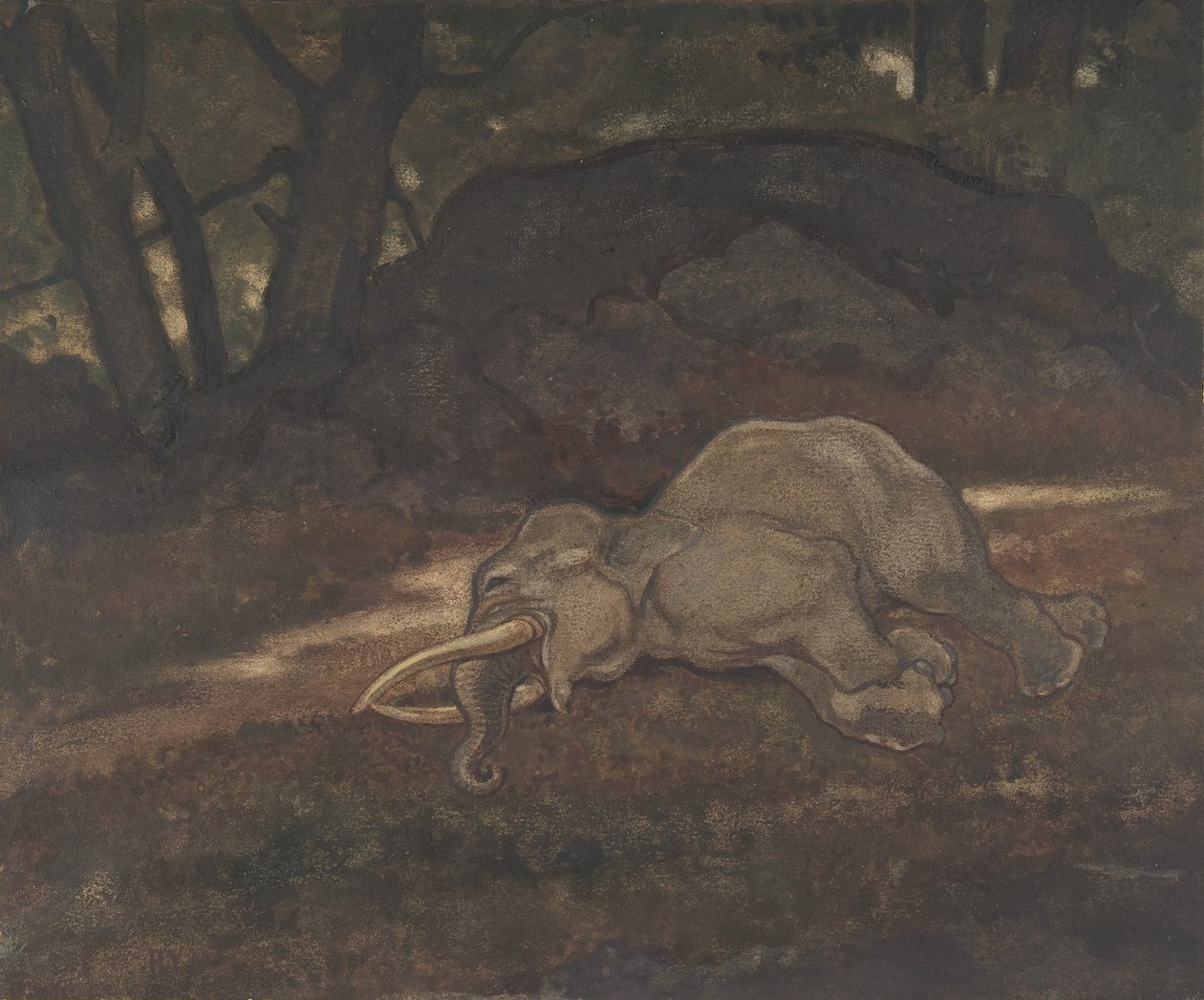 Sovende elefant, 1810-75. af Antoine Louis Barye