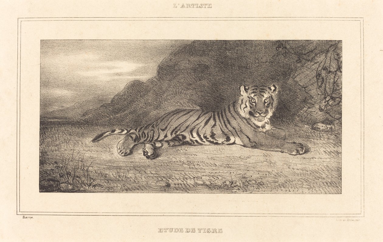 Studie af en tiger. af Antoine Louis Barye