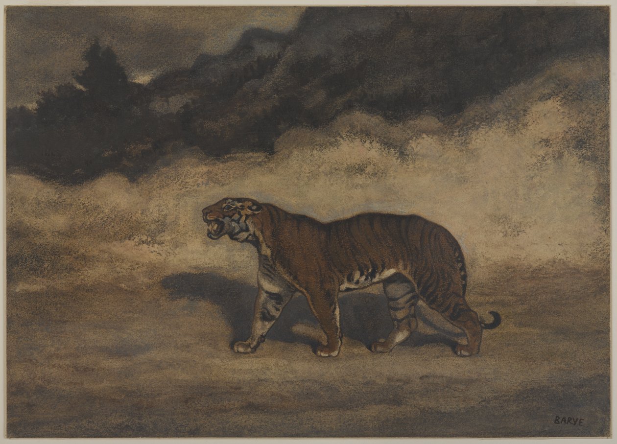 Tiger går til venstre (wc på papir) af Antoine Louis Barye