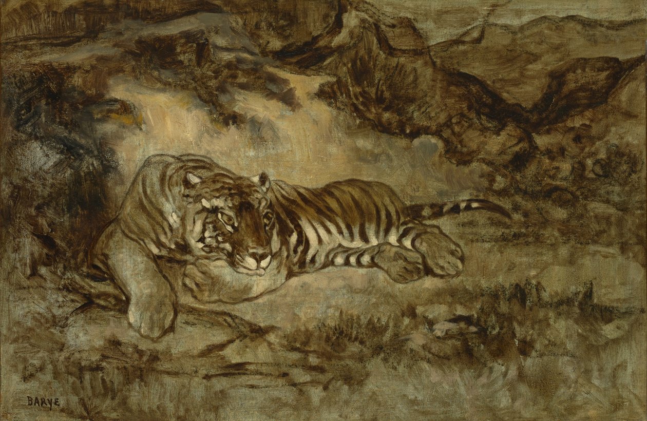 Tiger i hvile, c.1850-70 af Antoine Louis Barye