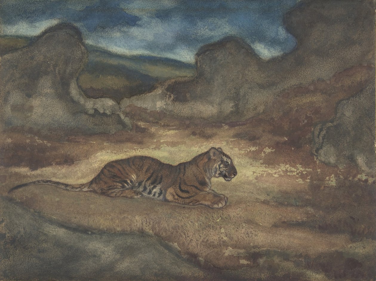 Tiger i Landskab, 1810-75. af Antoine Louis Barye