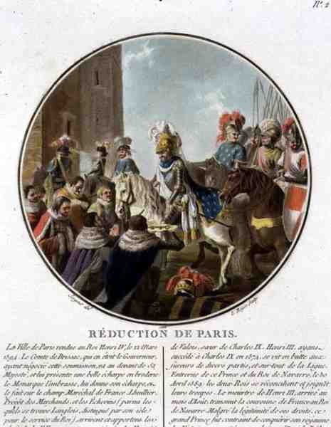 Erobringen af Paris i 1594, indgraveret af Louis Roger af Antoine Louis Francois (after) Sergent Marceau