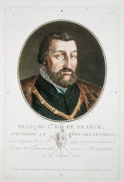 Francois I (1494-1547) konge af Frankrig af Antoine Louis Francois Sergent Marceau