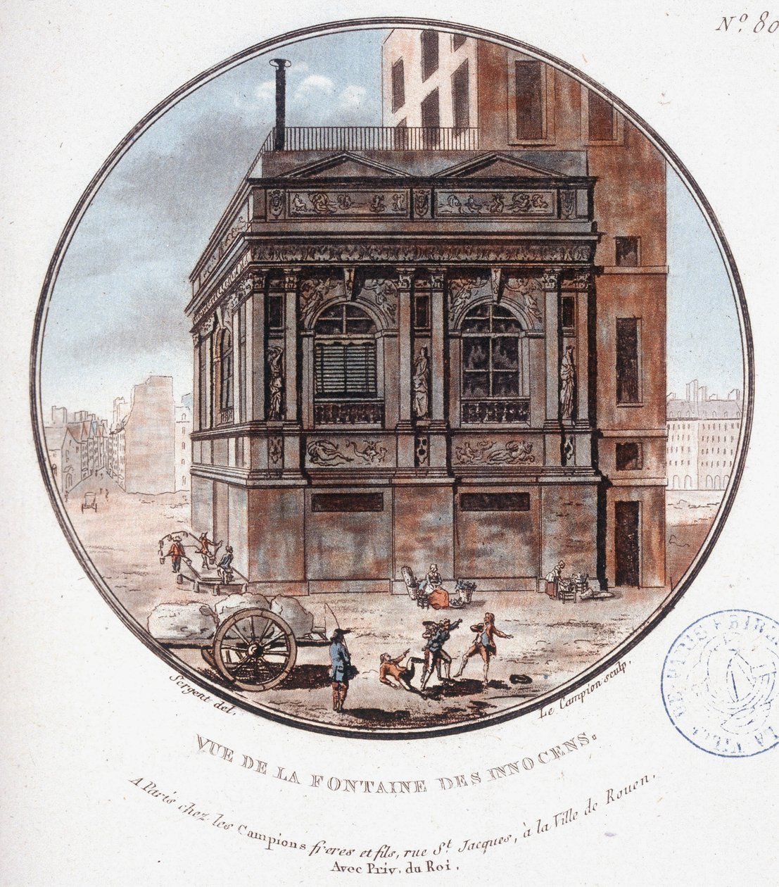 Udsigt over de uskyldiges fontæne. I prittoresque udsigt over hovedbygningerne i Paris af sergent af Antoine Louis Francois Sergent Marceau