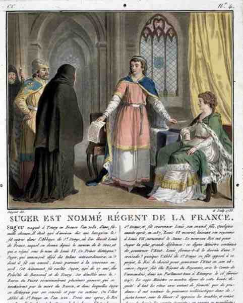 Abbed Suger (1082-1152) er udnævnt til regent af Frankrig, 1788 af Antoine Louis Francois Sergent Marceau
