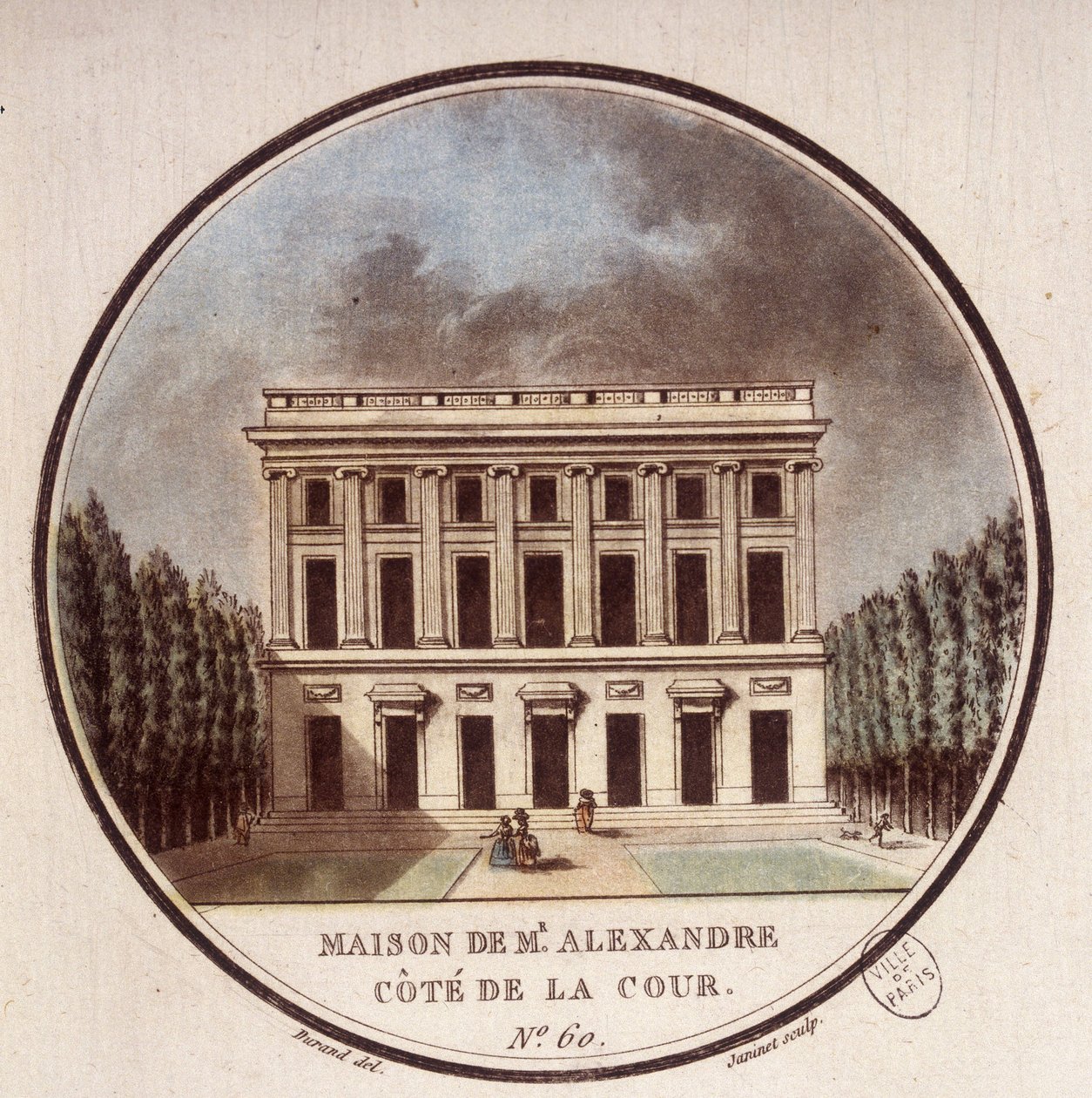 Maison de Monsieur Alexandre, sidegård, Paris. I prittoresque udsigt over hovedbygningerne i Paris af sergent af Antoine Louis Francois Sergent Marceau