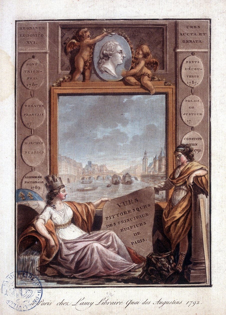 Paris set fra Lamy, Quai des Augustins boghandel af Antoine Louis Francois Sergent Marceau