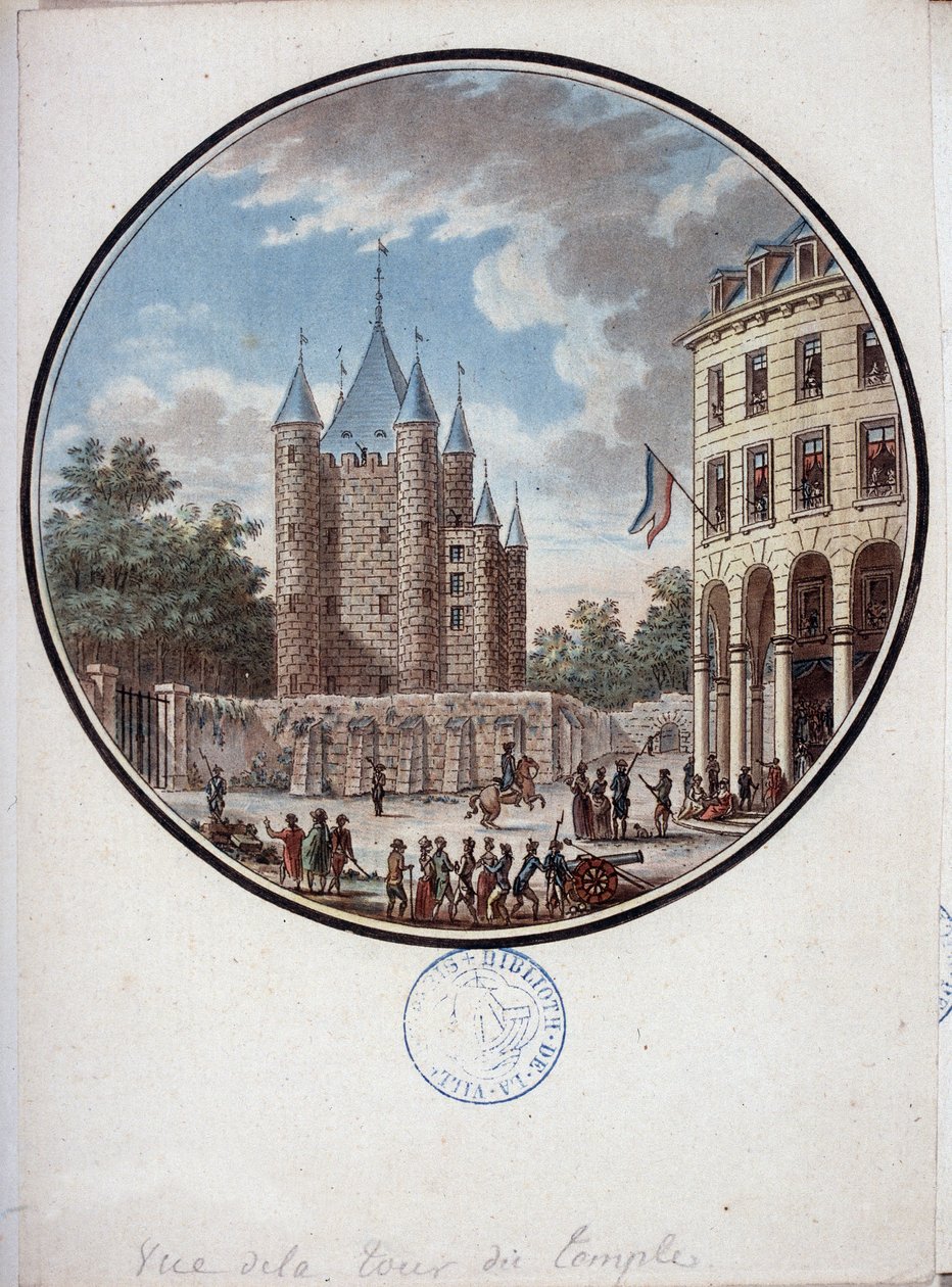 Paris, udsigt over tempeltårnet - i "" Malerisk udsigt over hovedbygningerne i Paris"" af sergent af Antoine Louis Francois Sergent Marceau
