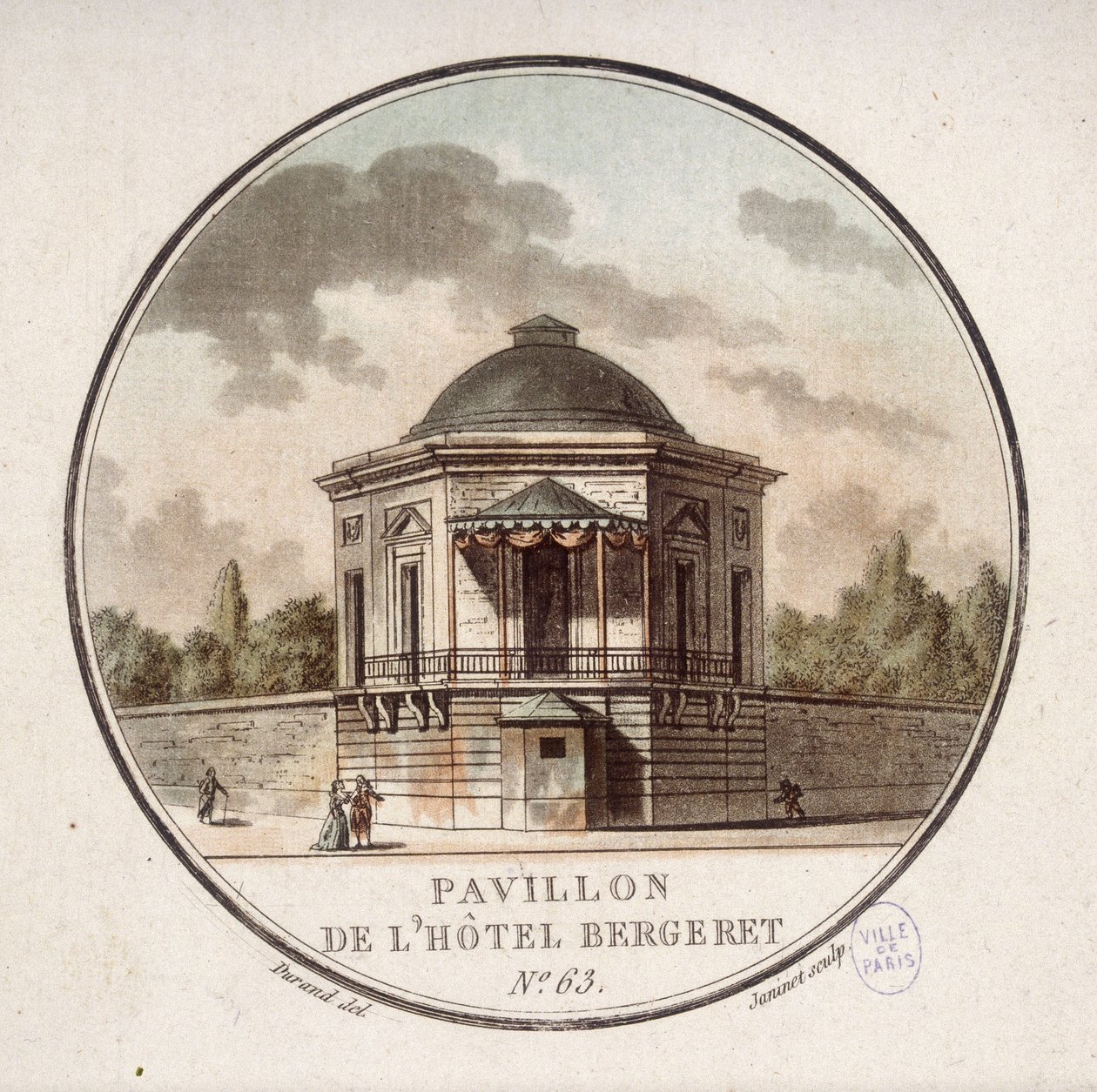 Pavillon af Hotel Bergeret, Paris. I prittoresque udsigt over hovedbygningerne i Paris af sergent af Antoine Louis Francois Sergent Marceau