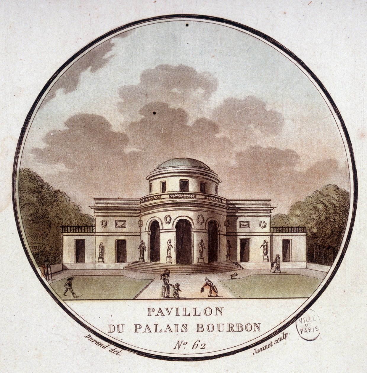 Pavillon af Palais Bourbon, Paris. I prittoresque udsigt over hovedbygningerne i Paris af sergent af Antoine Louis Francois Sergent Marceau