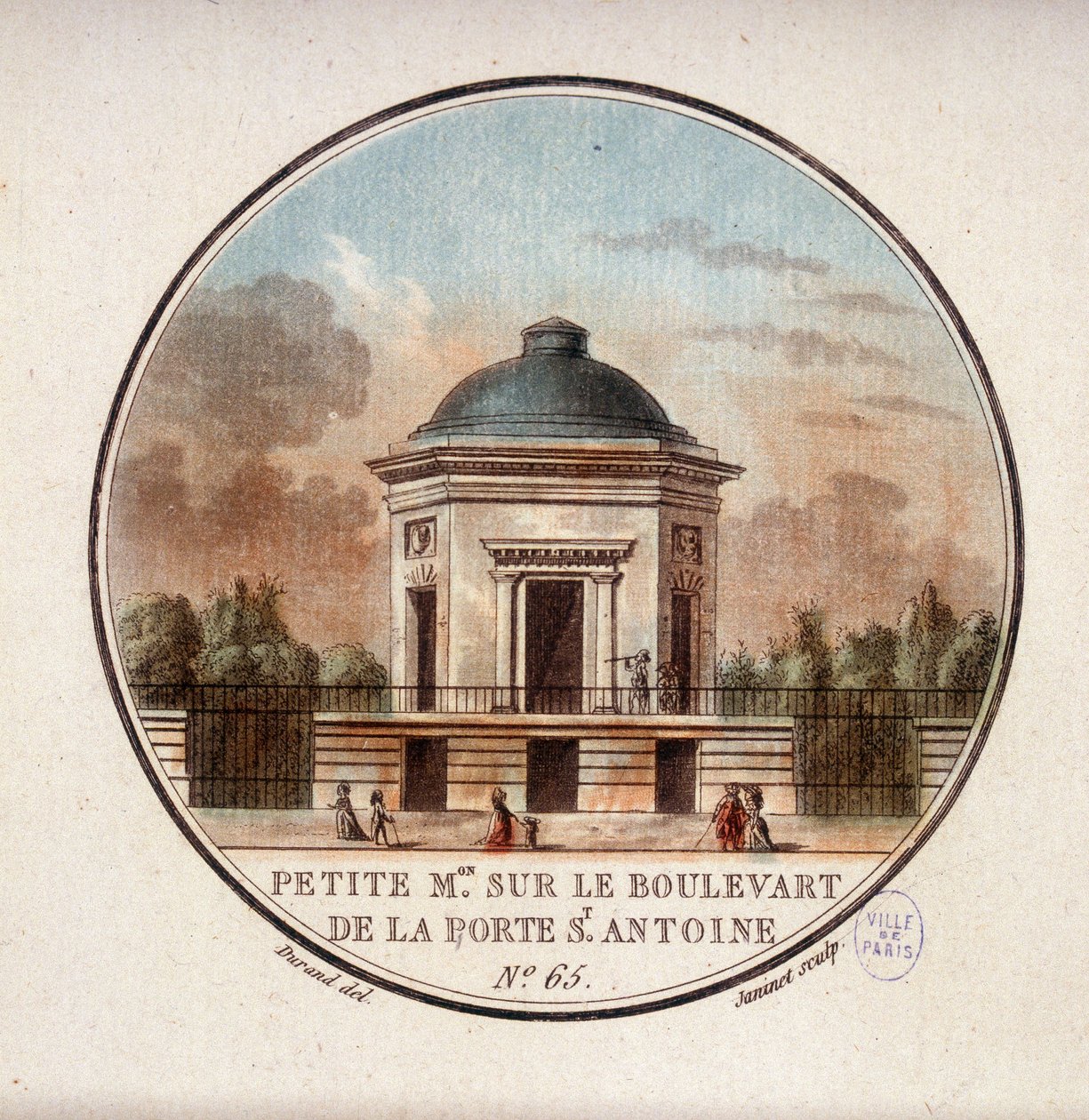 Lille hus på boulevarden Porte Saint Antoine. I pittoresque udsigt over hovedbygningerne i Paris af sergent af Antoine Louis Francois Sergent Marceau