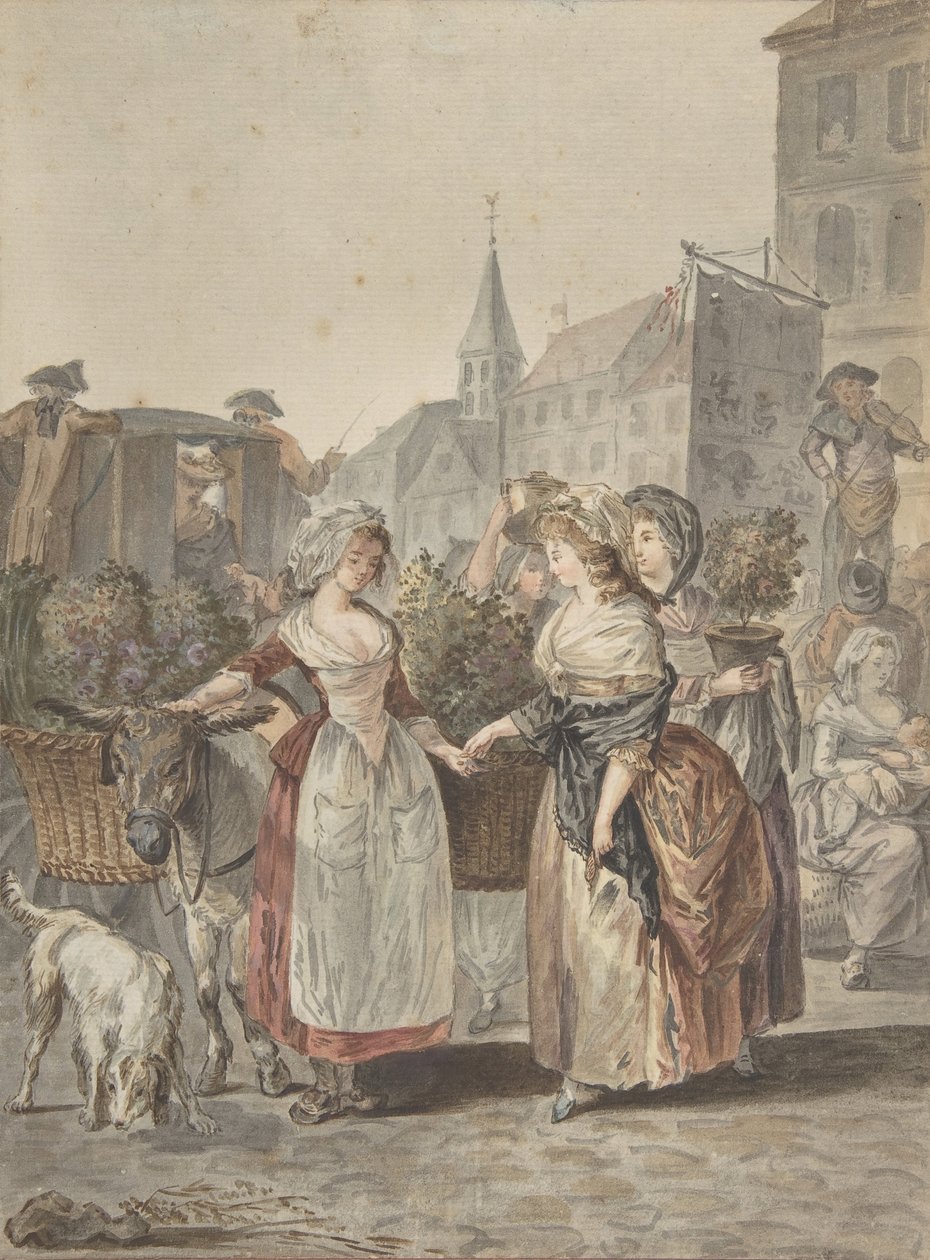 Blomsterpigen Den lille blomstersælger, n.d.. af Antoine Louis Francois Sergent Marceau