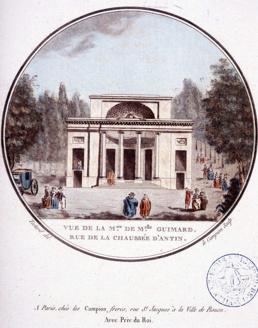 Udsigt over Mademoiselle Guimards hus, rue de la chaussée d