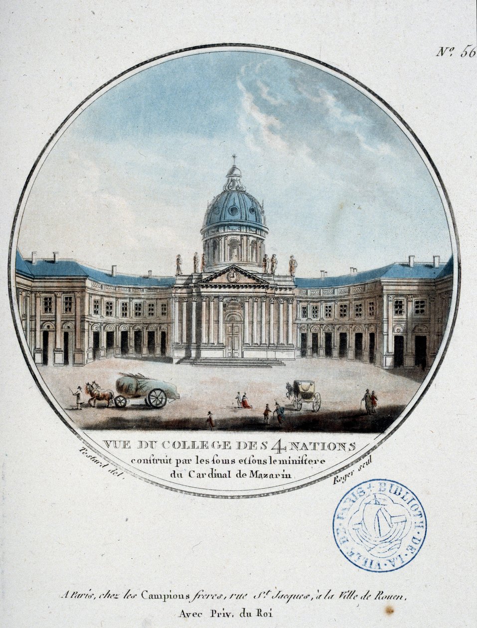 Udsigt over Collège des Quatre Nations (Institut de France) - i "" Malerisk udsigt over hovedbygningerne i Paris"", af sergent af Antoine Louis Francois Sergent Marceau