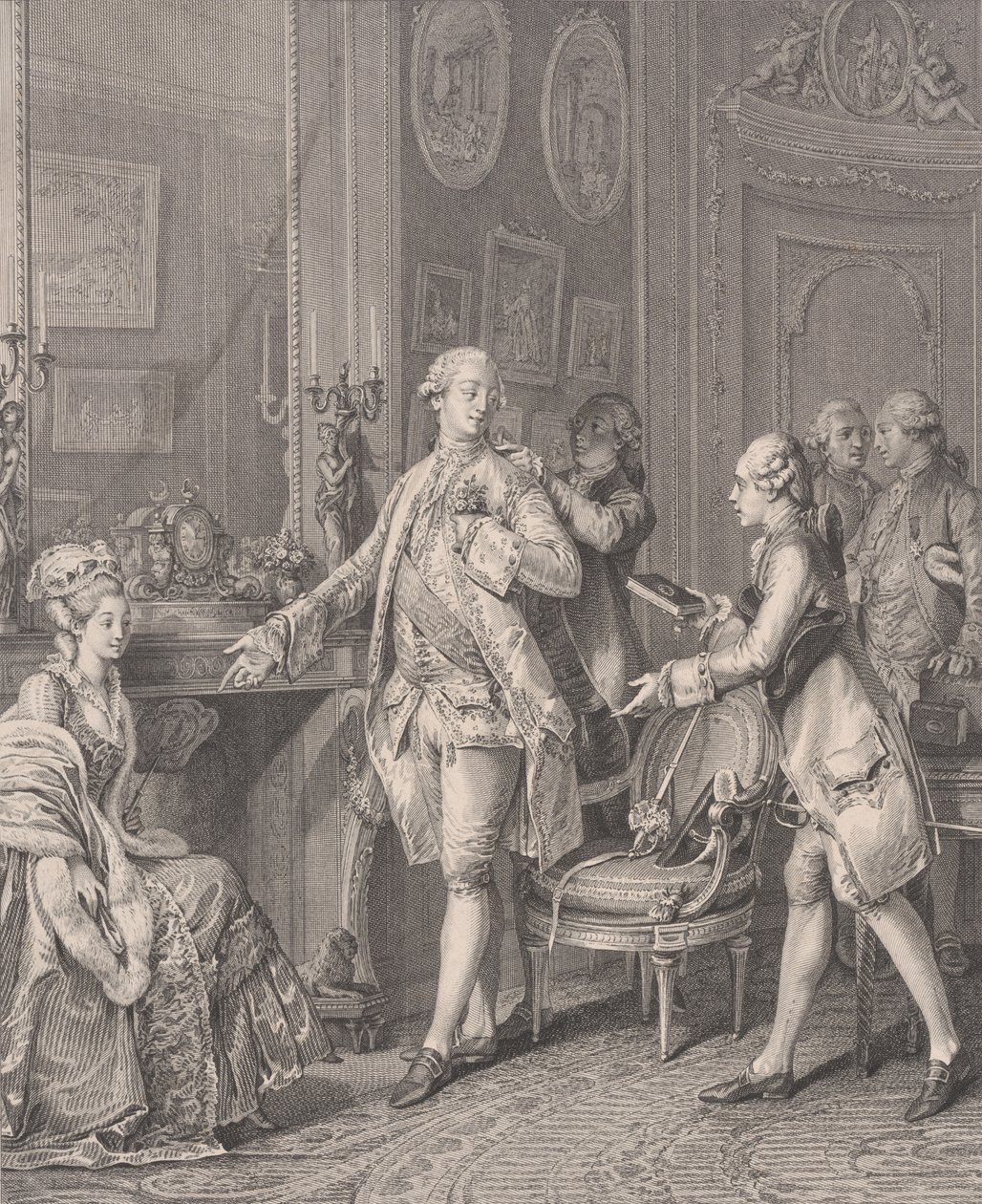 La Grande Toilette The Patroness, fra Le Monument du Costume, 1777. af Antoine Louis Romanet