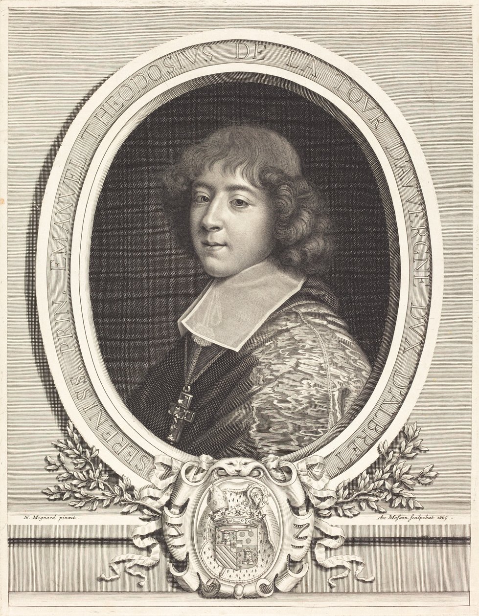 Kardinal af Bouillon af Antoine Masson after Nicolas Mignard