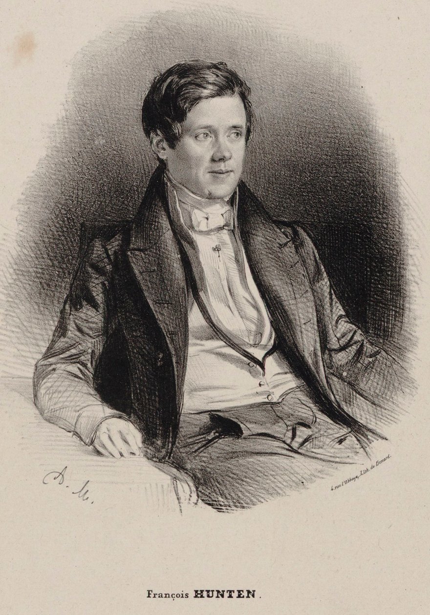 Portræt af pianisten og komponisten Franz Hünten 1793-1878. af Antoine Maurin
