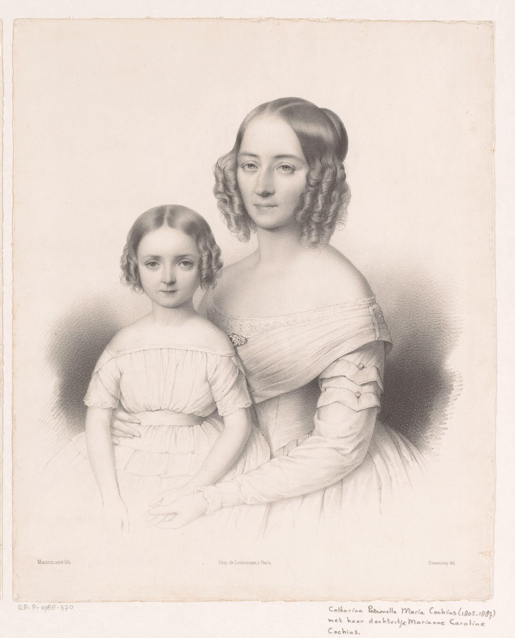 Portræt af Catharina Petronella Maria Cochius med sin datter af Antoine Maurin