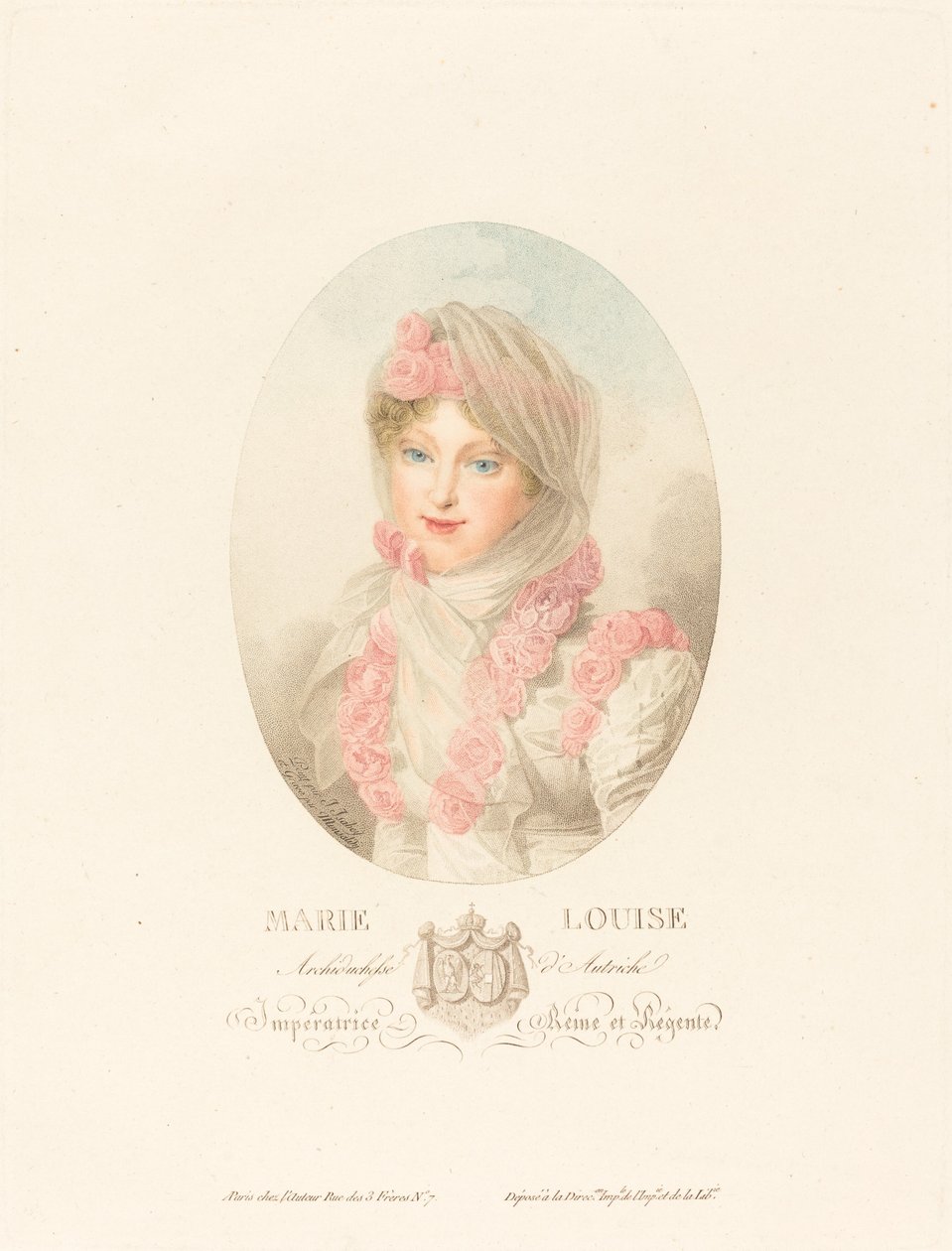 Marie-Louise, franskmændenes kejserinde af Antoine Maxime Monsaldy after Jean Baptiste Isabey