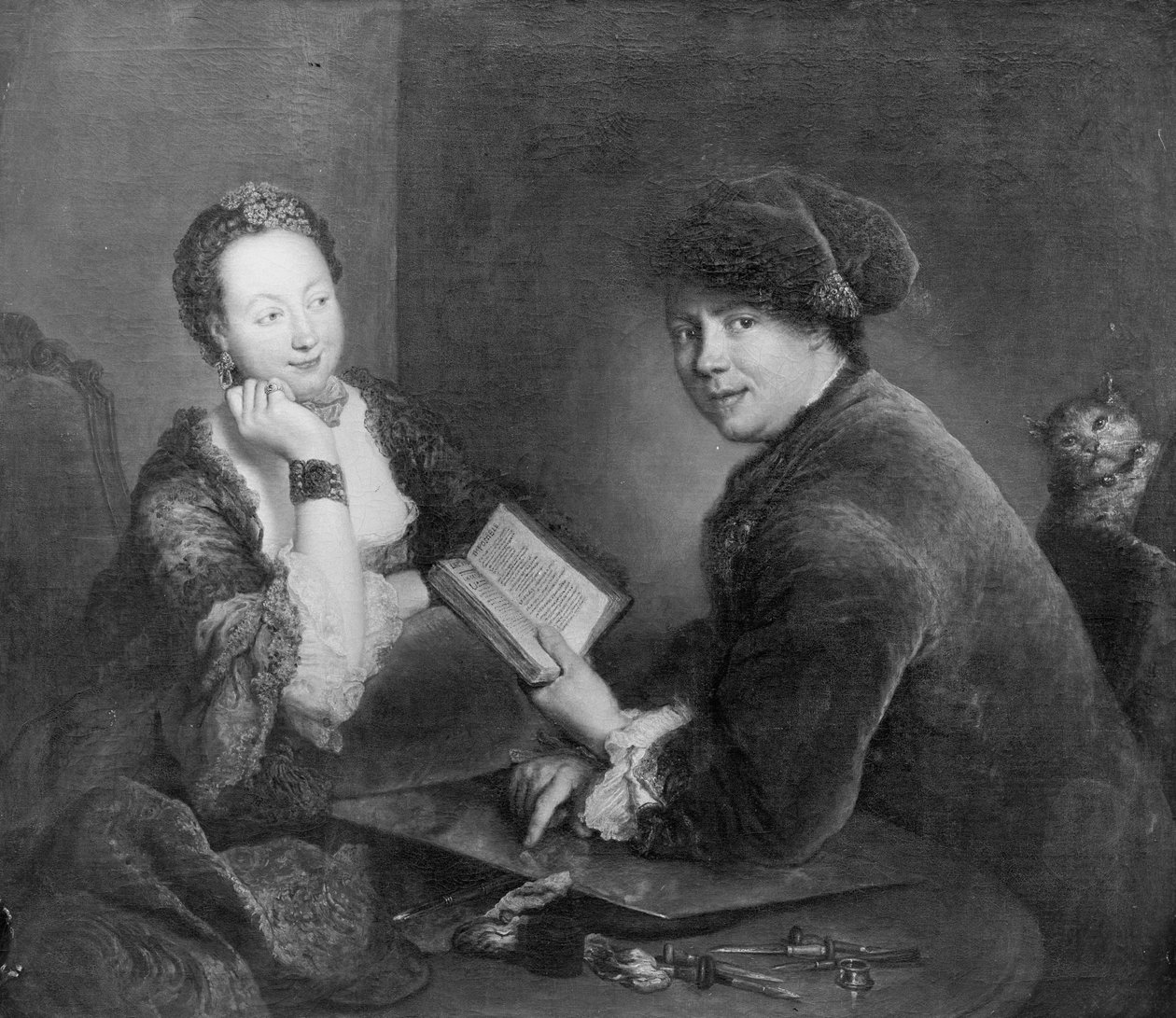 Portræt af kobberstikkeren Georg Friedrich Schmidt og hans hustru Dorothea Luise, født Videbant af Antoine Pesne