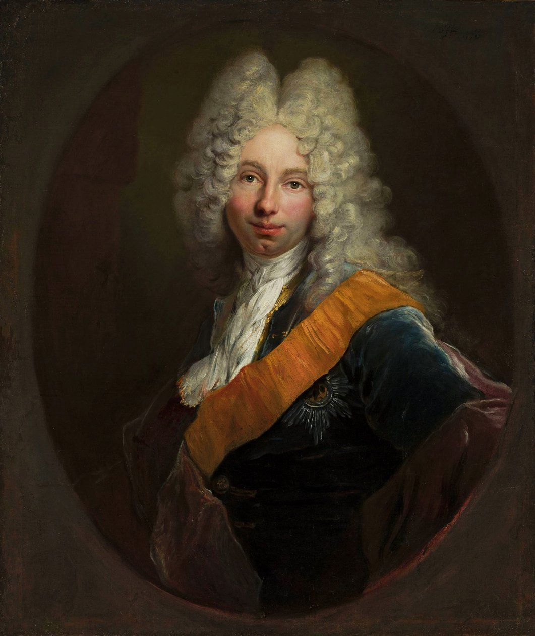Polsk:  Friedrich Wilhelm Kettler (1692-1711) (Portræt mężczyzny w peruce i z orderem Czarnego Orła0 Friedrich Wilhelm Kettler (1692-1711) (Portræt af en mand i paryk med Black Eagle-ordenen) af Antoine Pesne