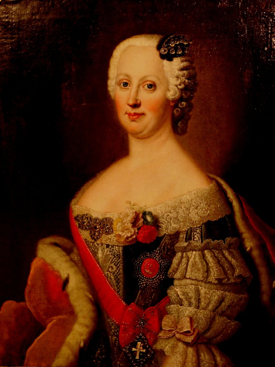 Portræt af Johanna-Elizabeth, kurfyrste af Anhalt-Zerbst 1712-1760, mor til Catherine II, 1740