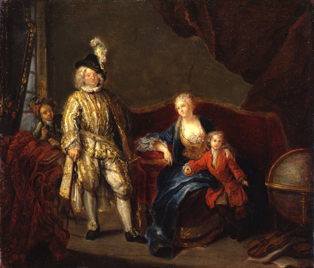 Kaptajnen for Schweizergarden von Erlach med sin familie af Antoine Pesne