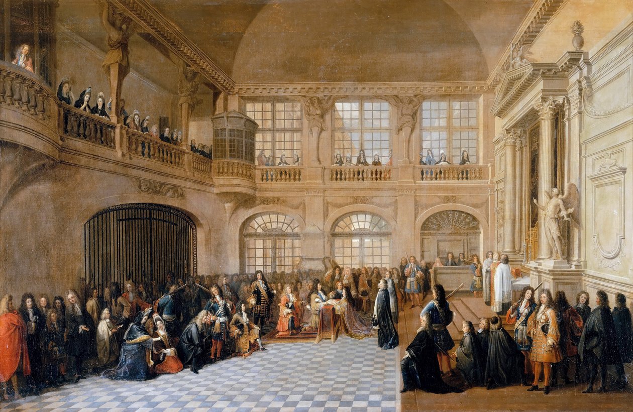 Ludvig XIV modtog ed af Marquis De Dangeau, stormester af Saint Lazare-ordenen i af Antoine Pezey