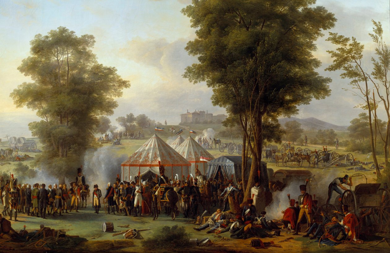 Bivuak af kejser Napoleon I (1769-1821) nær slottet Ebersberg i Østrig 4/05/1809 Maleri af Antoine Pierre Mongin (1761-1827) 1810 søn. 1,35x2,03m. af Antoine Pierre Mongin