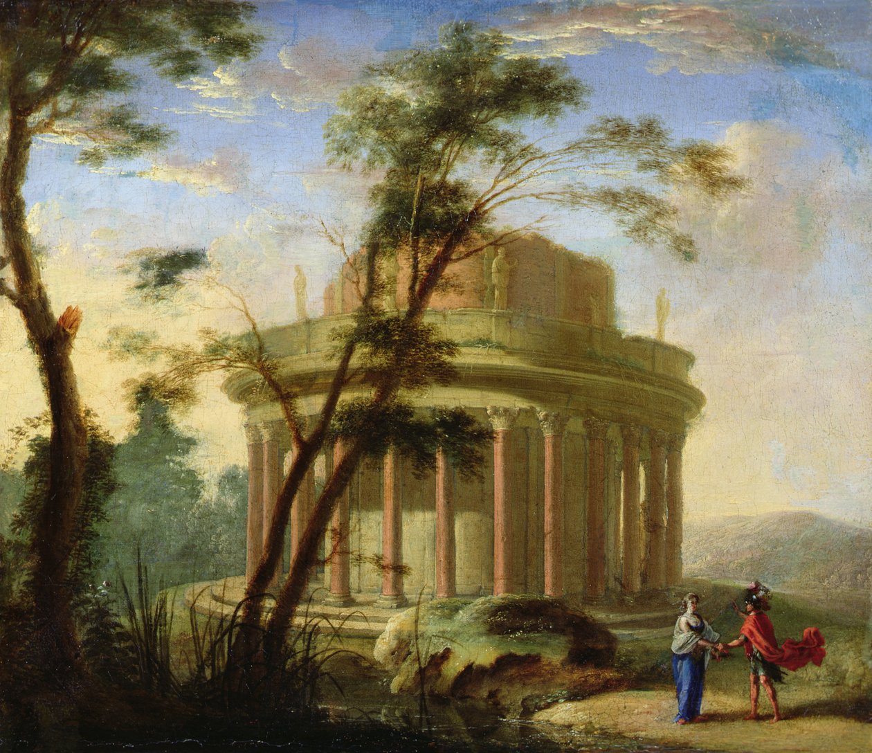 Landskab med et gammelt tempel (maleri) af Antoine Pierre the Younger Patel