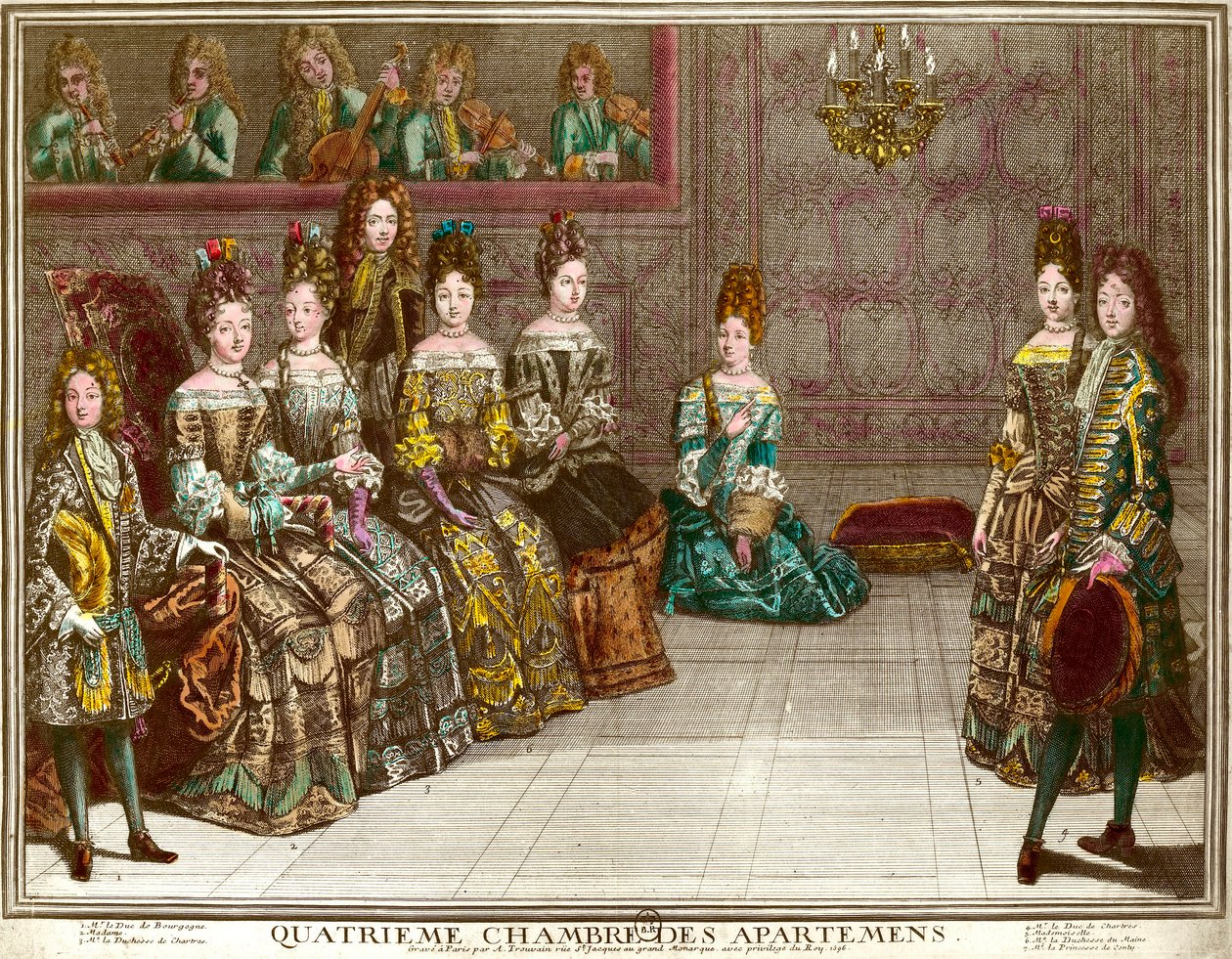 Dans i det fjerde soveværelse i lejlighederne i Louis XIV