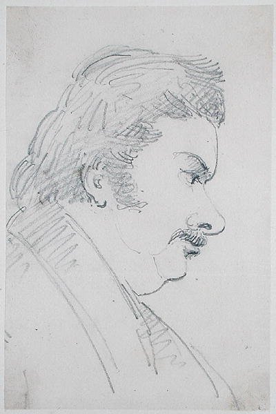 Portræt af Honore de Balzac (1799-1850) (blyant på papir) af Antoine Vestier