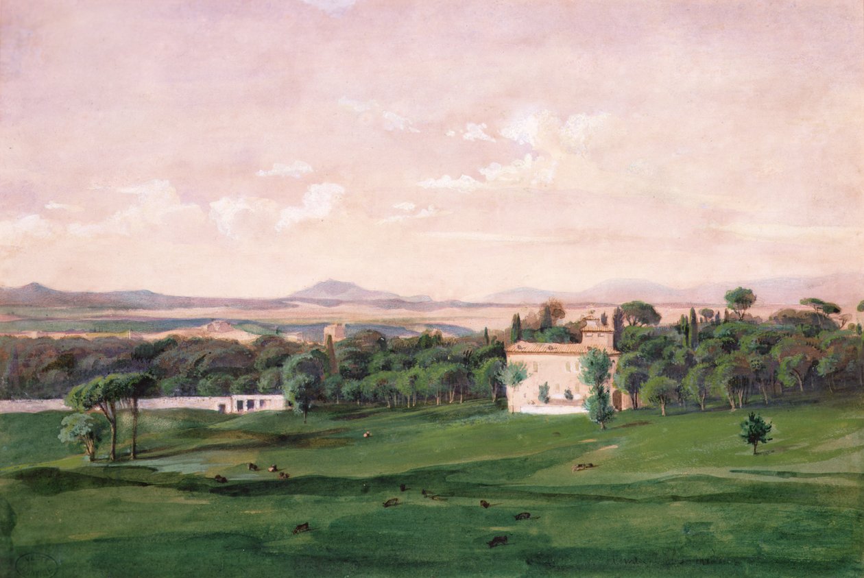 Villa Medici, Rom (akvarel) af Antoine Victor Joinville