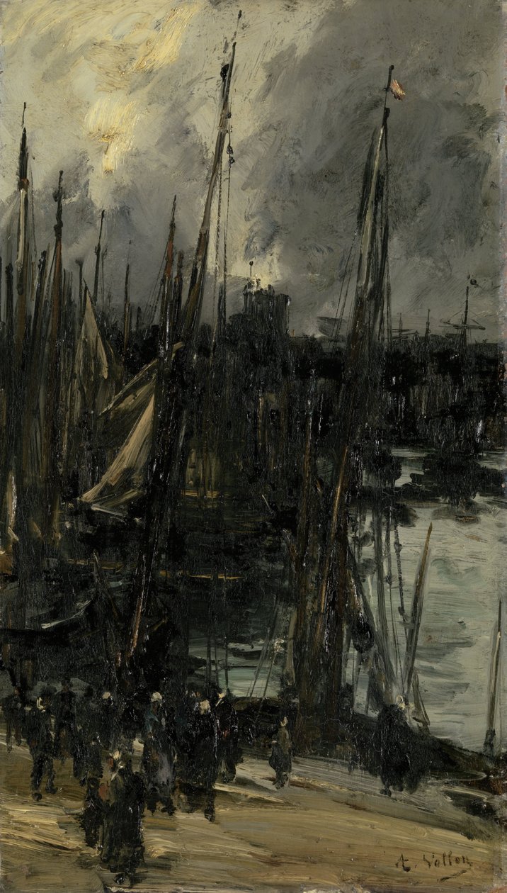 Havneudsigt i Dunkerque (eller Dieppe?) af Antoine Vollon