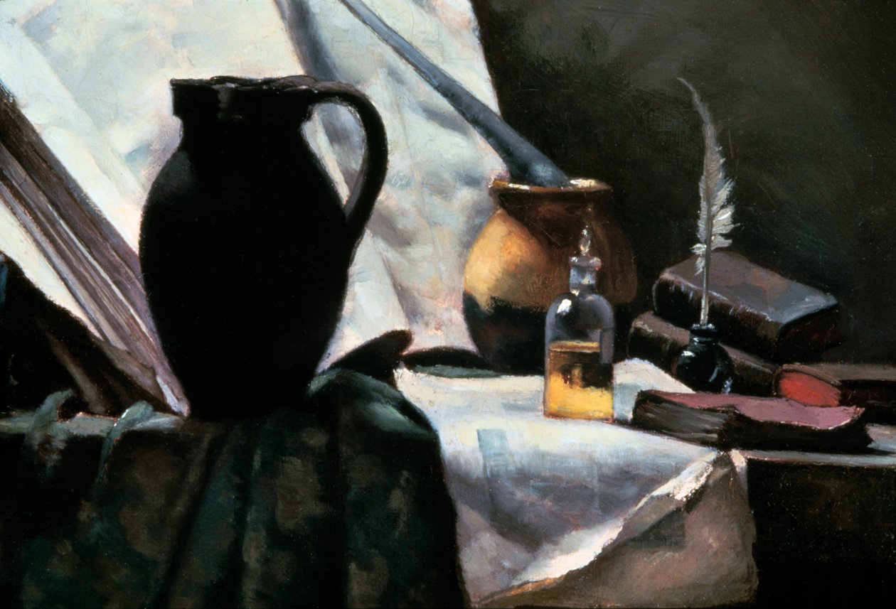 Stilleben med kranium, detalje, 1800-tallet. af Antoine Vollon