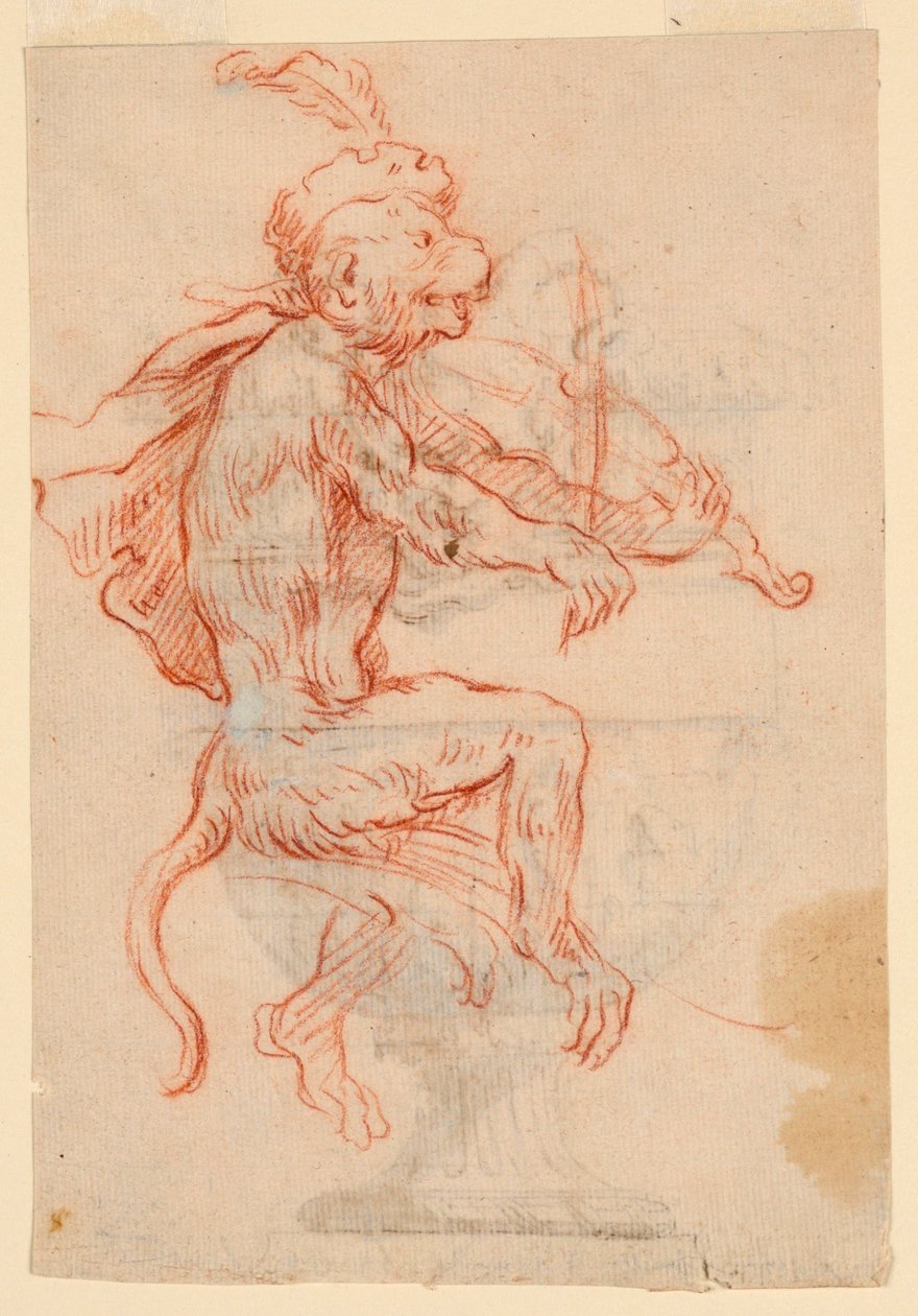 Abe spiller violin af Antoine Watteau