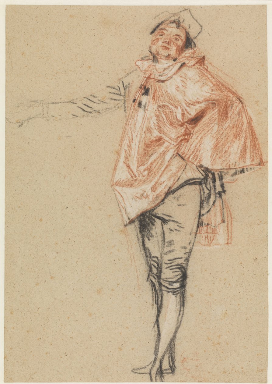 Studie af en stående danser med en udstrakt arm af Antoine Watteau