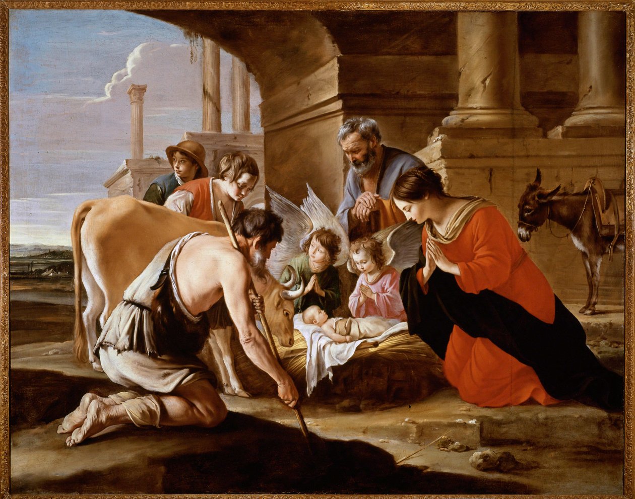 Hyrdernes tilbedelse (maleri på lærred) af Antoine and Louis & Mathieu (1607-77) Le Nain