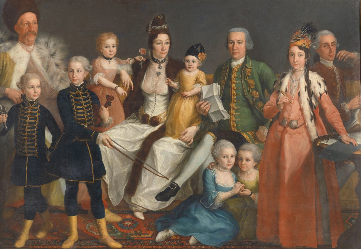 David George van Lennep (1712-97), højtstående købmand ved den hollandske fabrik i Smyrna, og hans kone og børn af Antoine de Favray (attributed to)