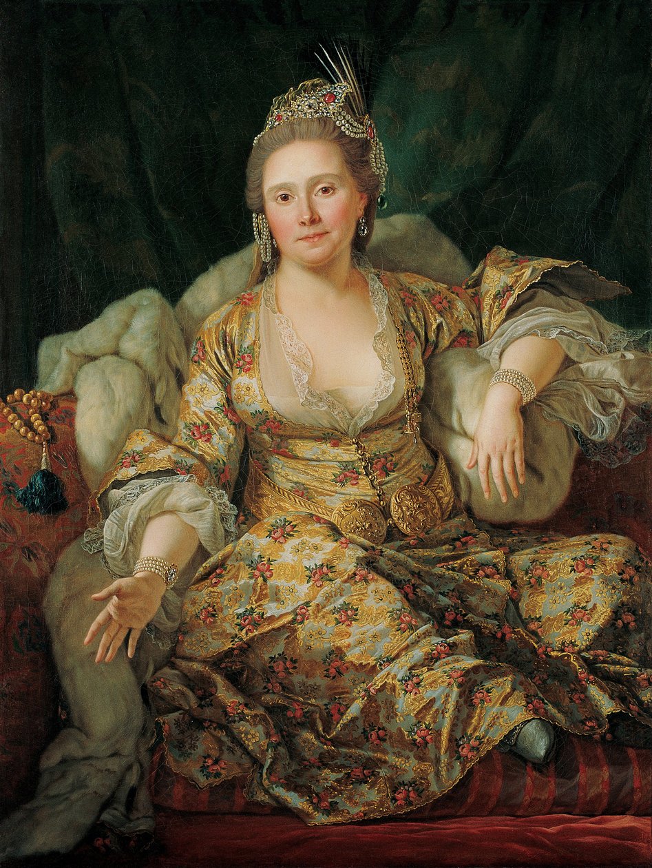 Portræt af Annette Duvivier, Comtesse de Vergennes, i orientalsk dragt, anden halvdel af det 18. årh. af Antoine de Favray