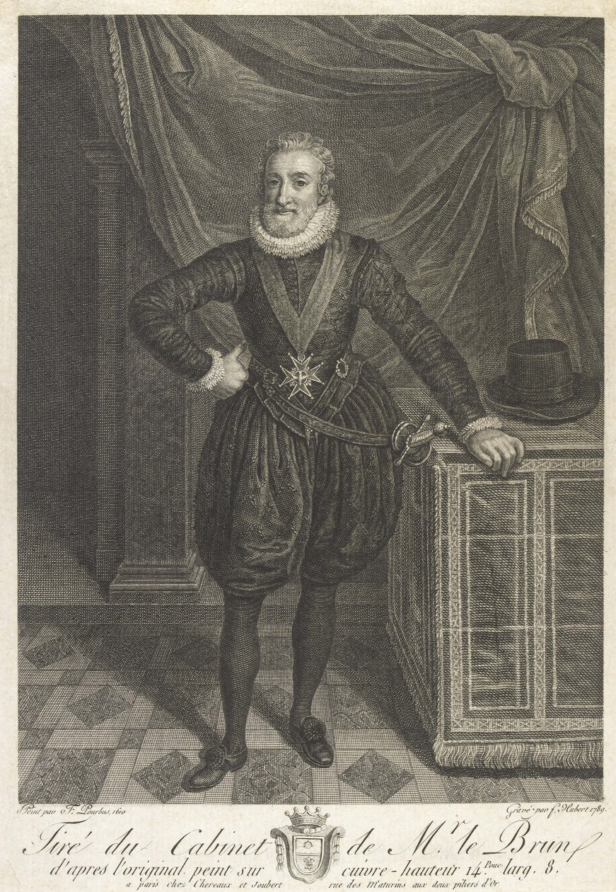 Halvlængde portræt af Henri IV (grafit på papir) af Antoine de Marcenay de Ghuy