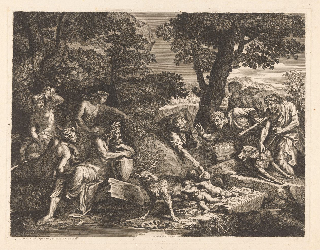 Romulus og Remus fundet af hyrder af Antoinette Bouzonnet