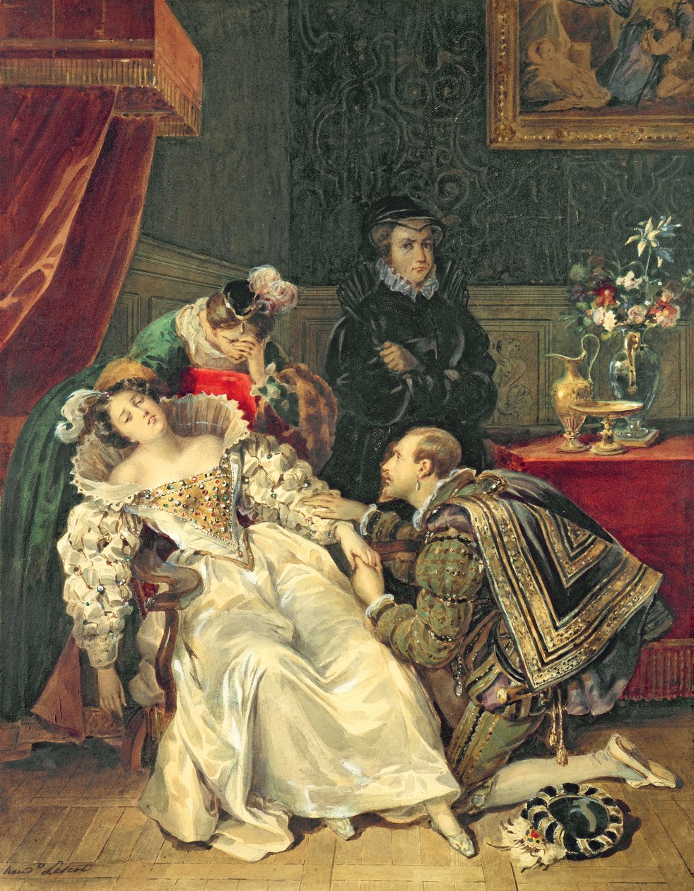 Mary Queen of Scots (1542-87) (wc på papir) af Antoinette Cecile Hortense Lescot Haudebourt