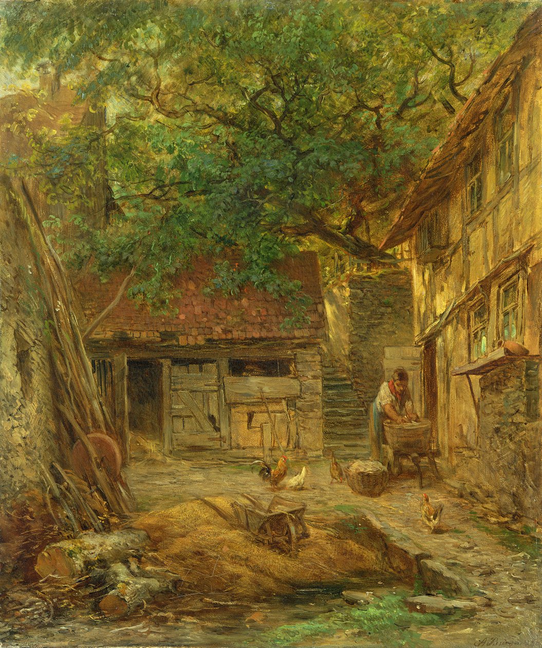 En bondegårdsgård, 1862 af Anton Burger