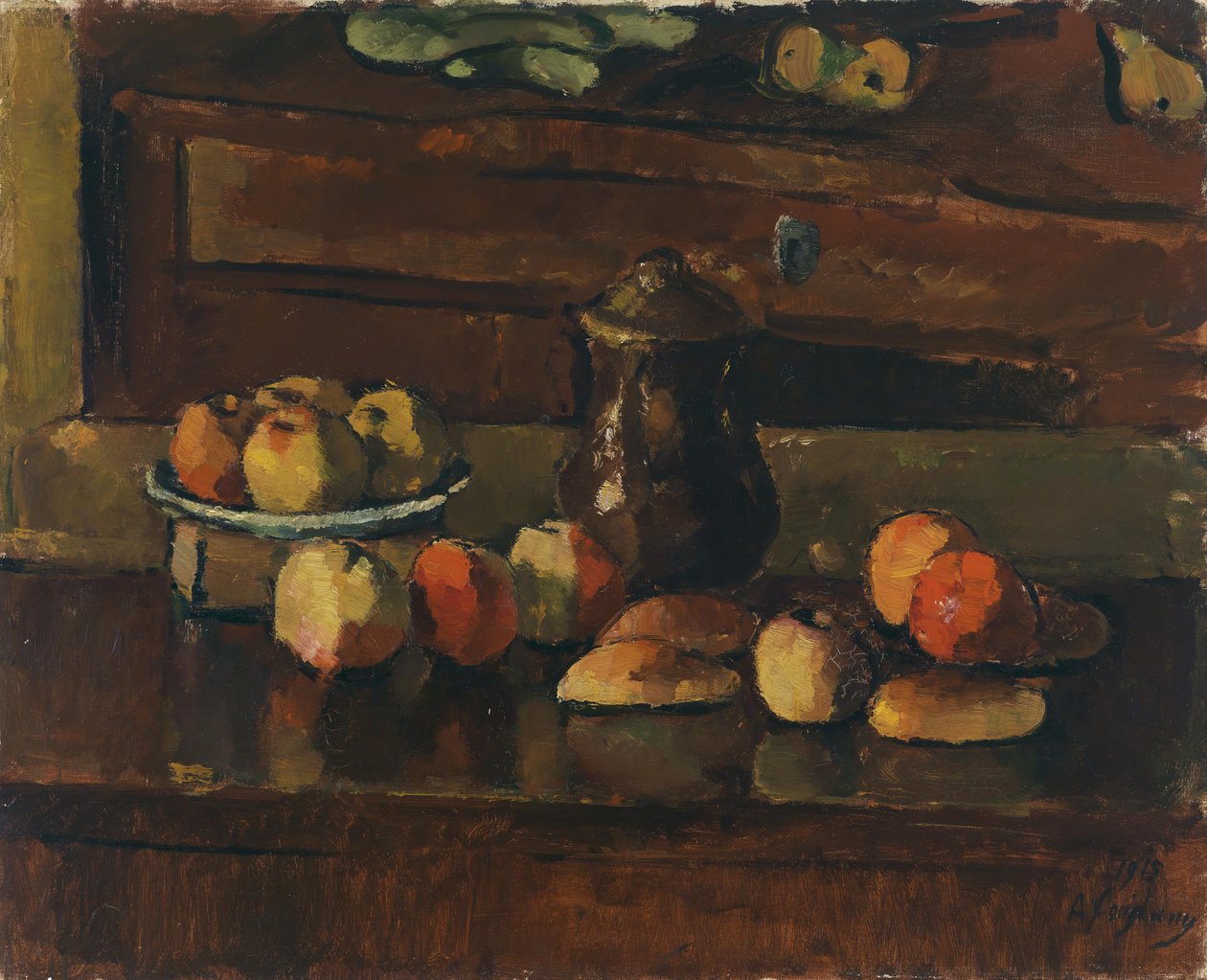 Frugtstilleben med kande, 1915 af Anton Faistauer