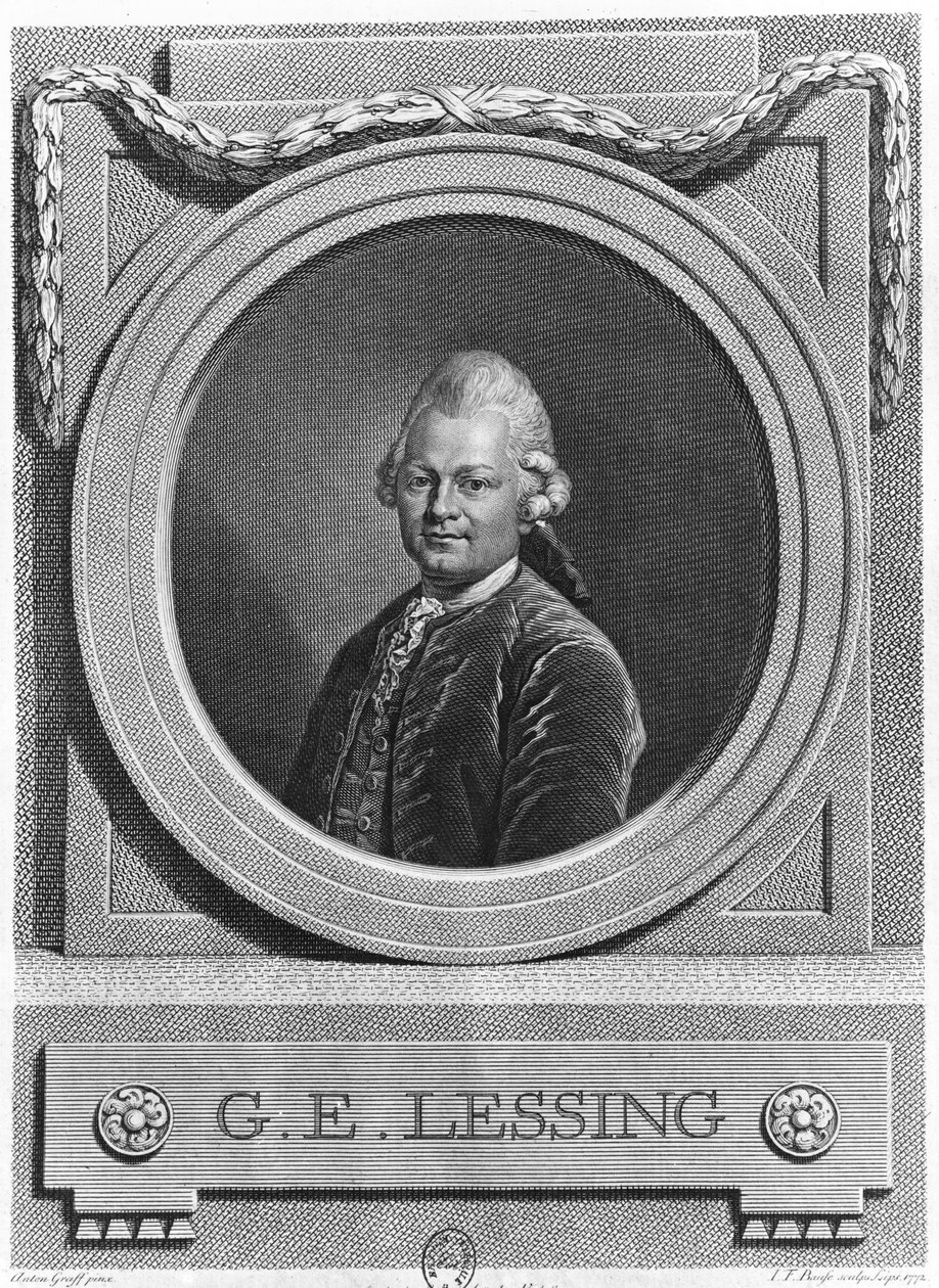 Portræt af Gotthold Ephraim Lessing (1729-81), graveret af Johann Friedrich Bause (1738-1814) 1772 af Anton Graff