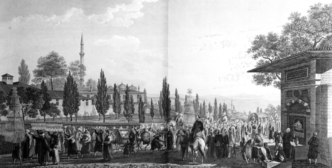 Ceremoni ved et tyrkisk bryllup, fra "Voyage Pittoresque de Constantinople et des rives du Bosphore", 1819 af Anton Ignaz Melling