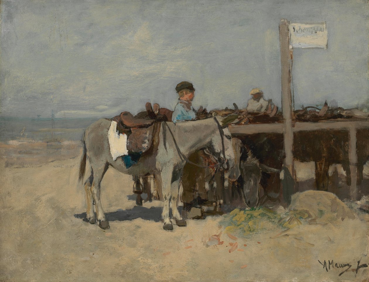 Æselstand på stranden ved Scheveningen af Anton Mauve