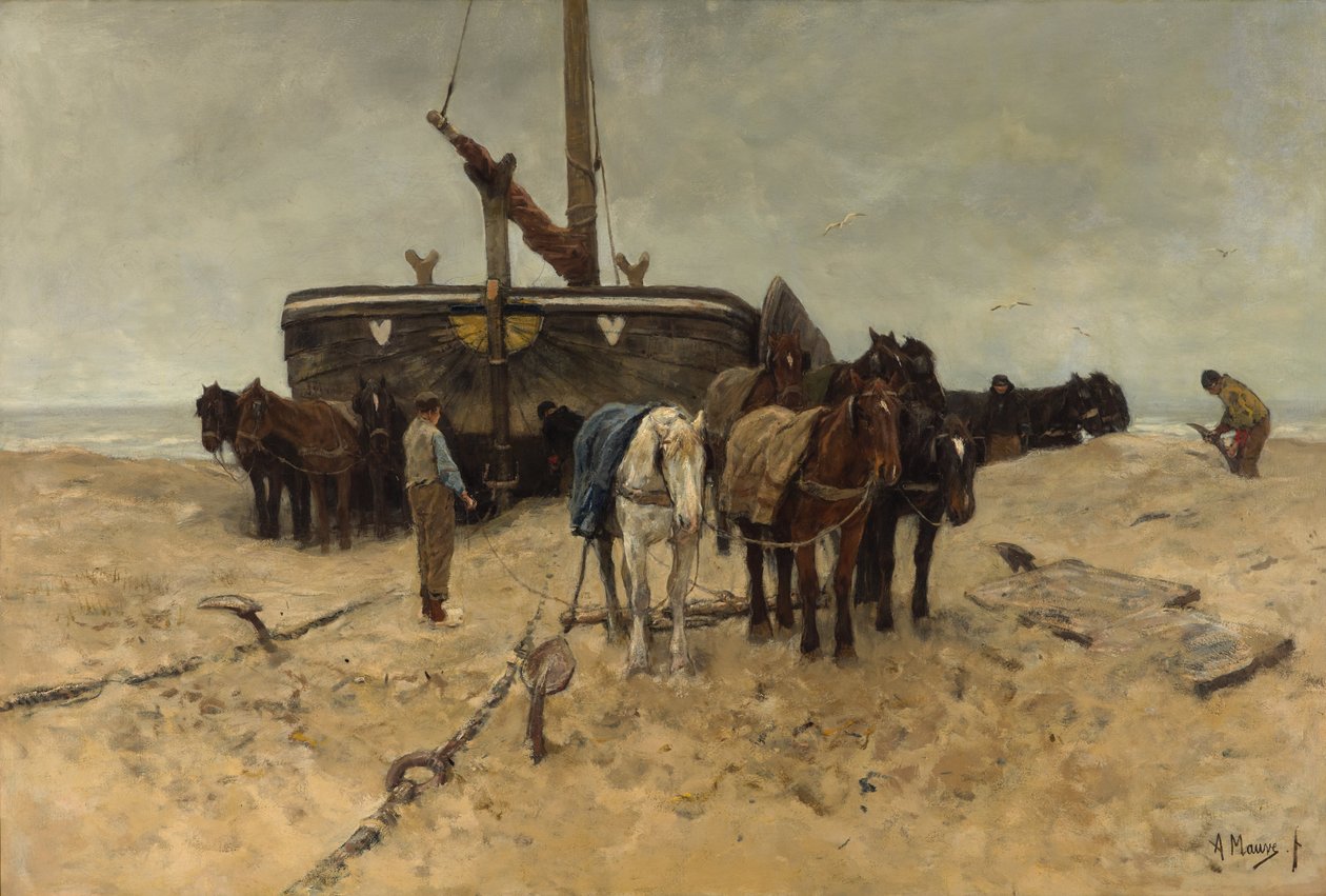 Fiskerbåd på stranden af Anton Mauve