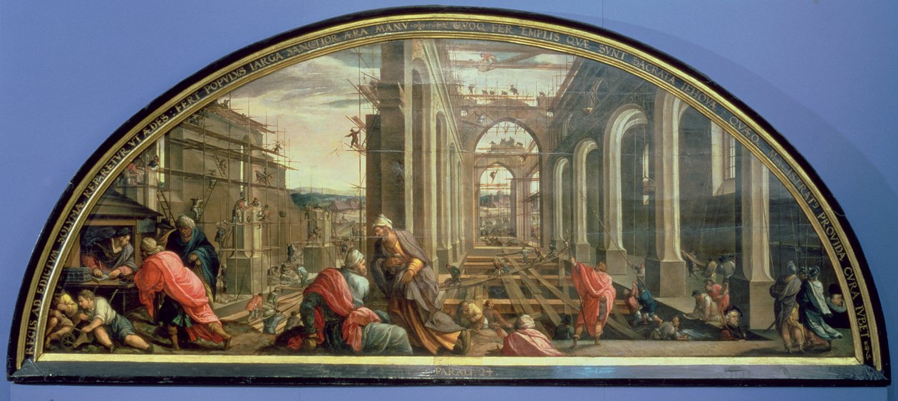 Genopbygning af templet af kong Joash, 1602 af Anton Moller